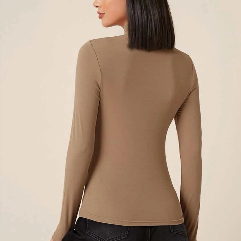 5 colors available— Basic mock Neck stretchy Fitted long sleeves top - Picture 8 of 14
